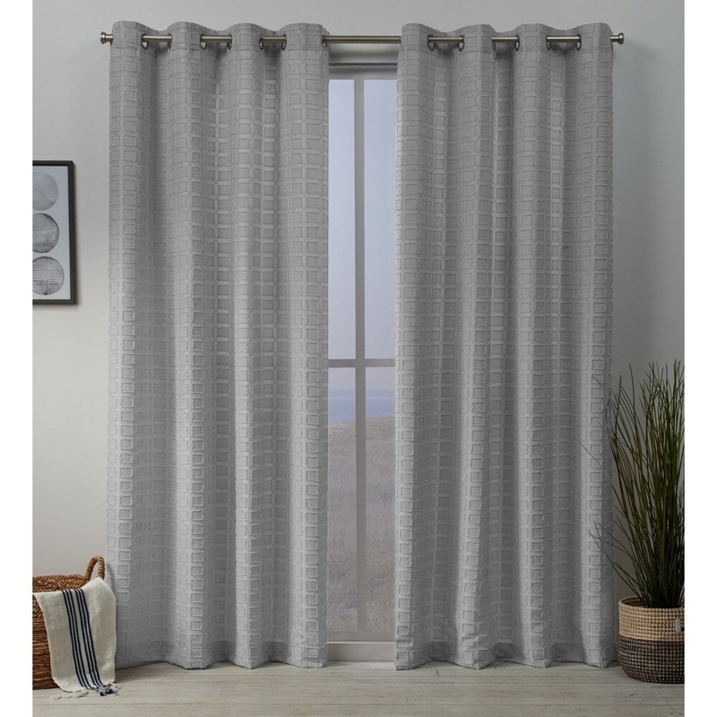 ATI Home Squared Embellished Grommet Top Curtain Panel Pair