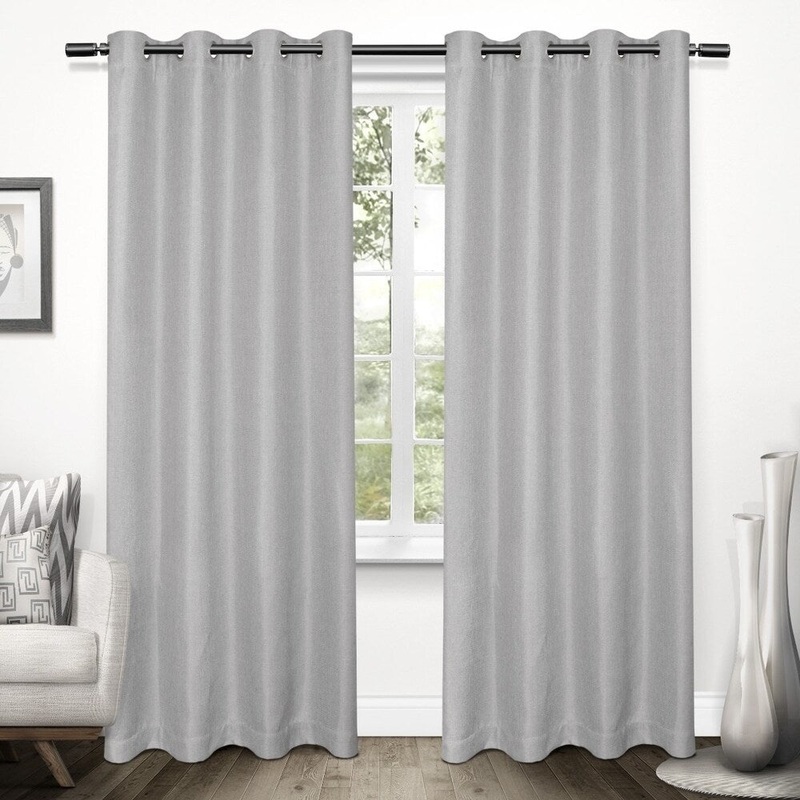 ATI Home Tweed Textured Linen Woven Blackout Grommet Top Curtain Panel Pair