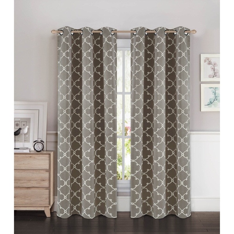 Bella Luna Selena Embroidered Thermal Room Darkening Grommet 84-inch Curtain Panel Pair - 76 x 84 in. - 76 x 84 in.