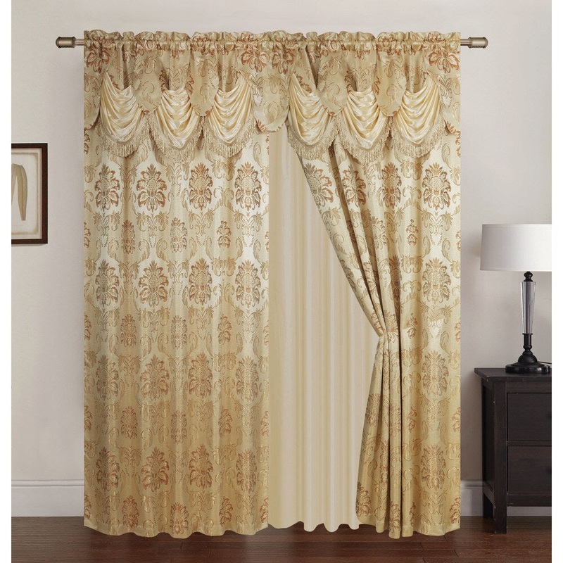 Benton Jacquard 84 inch Rod Pocket Single Curtain Panel with Attached 18 inch Valance - 54 x 84 in. - 54 x 84 in.