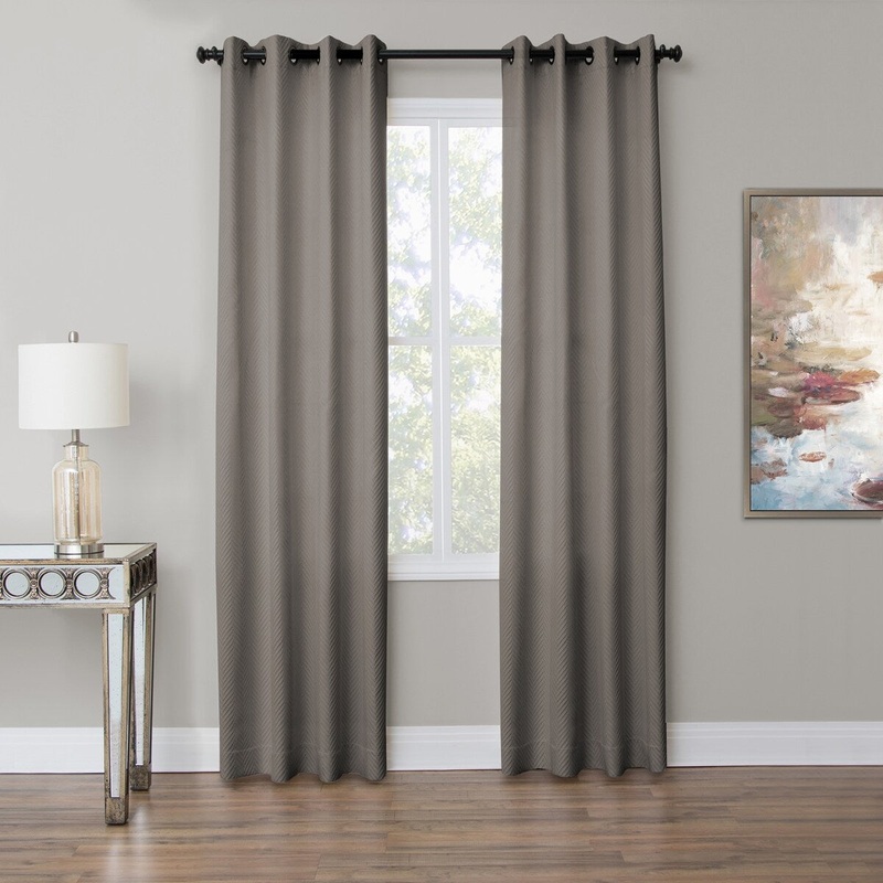 AICO Aria Grommet Top Panel Window Treatment with Weighted Corners - Fog