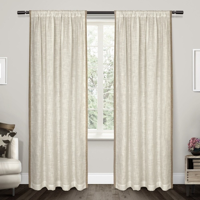 ATI Home Baja Sheer Linen Rod Pocket Top Curtain Panel Pair