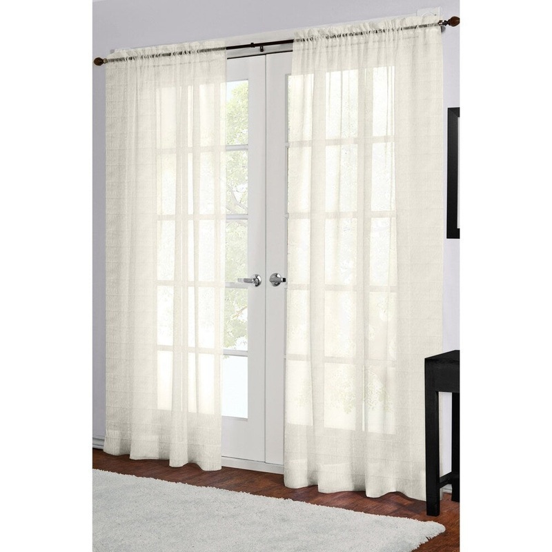 ATI Home Helena Cream 84-inch Rod Pocket Curtain Panel Pair