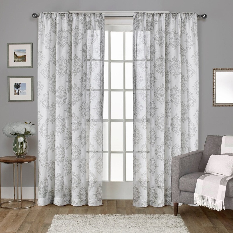 ATI Home Nagano Belgian Linen Sheer Rod Pocket Top Curtain Panel Pair