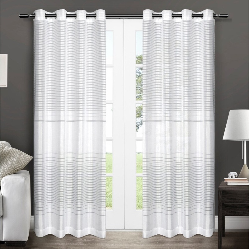 ATI Home Pesaro Striped Sheer Grommet Top Curtain Panel Pair - 54X84