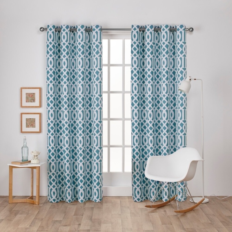 ATI Home Scrollwork Sateen Blackout Grommet Top Curtain Panel Pair