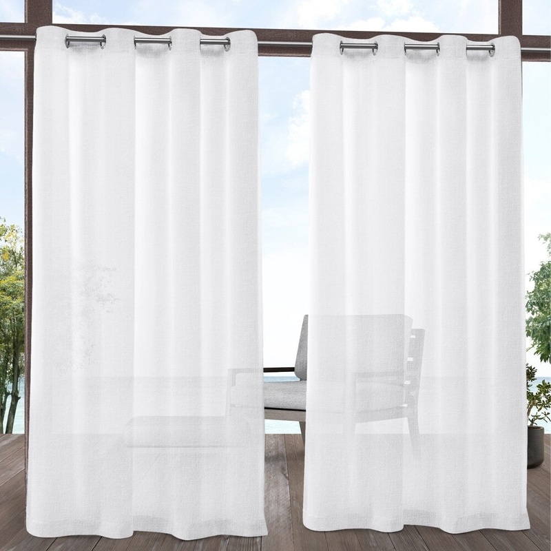 ATI Home Tao Outdoor Sheer Linen Grommet Top Curtain Panel Pair