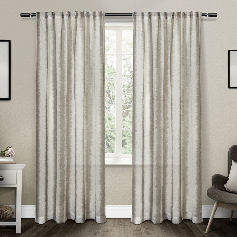 ATI Home Tokyo Belgian Linen Sheer Rod Pocket Top Curtain Panel Pair