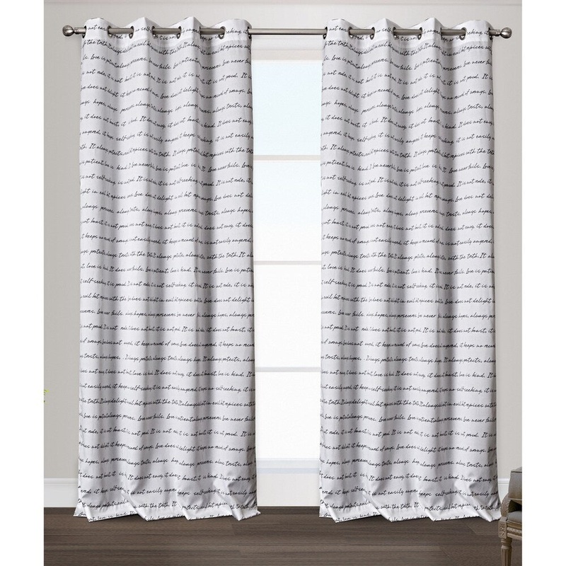 ATI Home Typography Curtain Panel Pair with Grommet Top