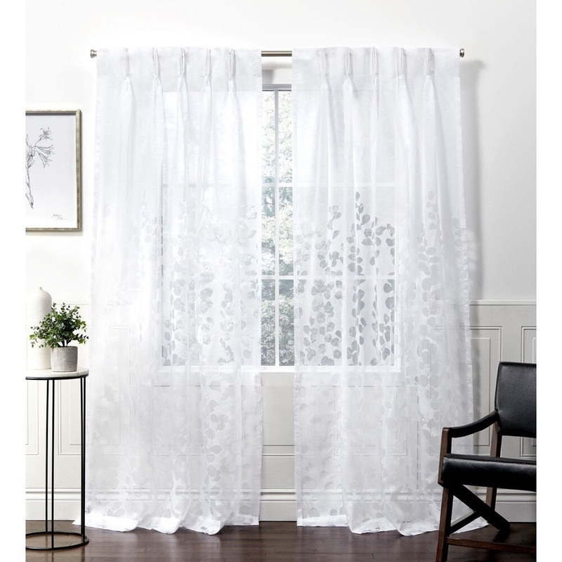 ATI Home Wilshire Burnout Sheer Pinch Pleat Curtain Panel Pair