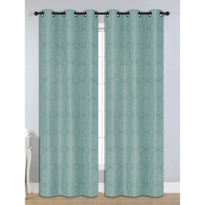 Bella Luna Marcus Jacquard Room Darkening 84-inch Grommet Curtain Panel Pair - 76 x 84