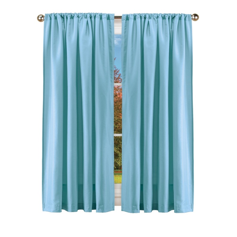 Set of 2 Fake Silk Rod Pocket Top Curtain Panels