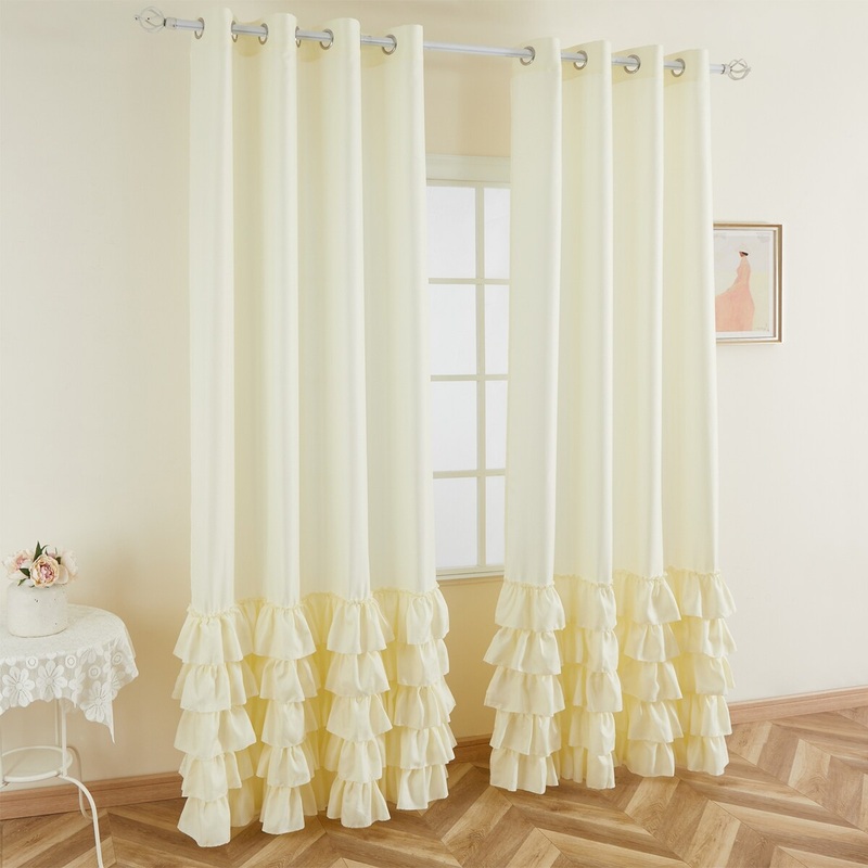 Top Finel Solid Semi-Sheer Ruffles Grommet Curtain for Living Room Bedroom,1 Panel - 52x90