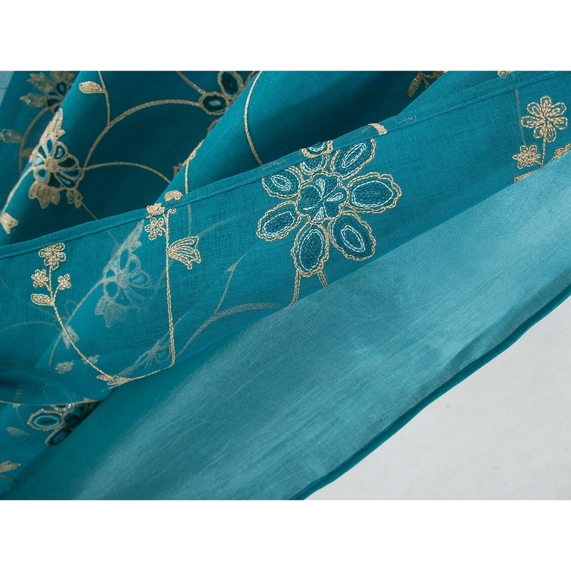 Torenia Floral Embroidered Rod Pocket Single Curtain Panel - (1x) 54 x 84 in.