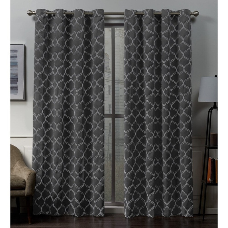 ATI Home Amelia Woven Blackout Grommet Top Curtain Panel Pair