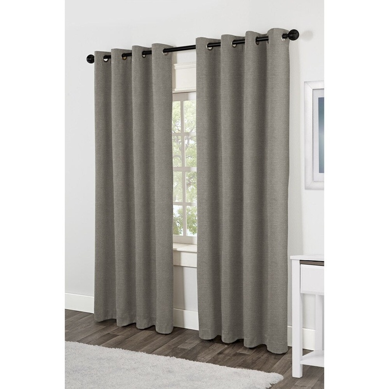 ATI Home Jakarta Aloe Faux Linen Grommet Top 84-inch Curtain Panel Pair - 84-Inch Length - 84-Inch Length