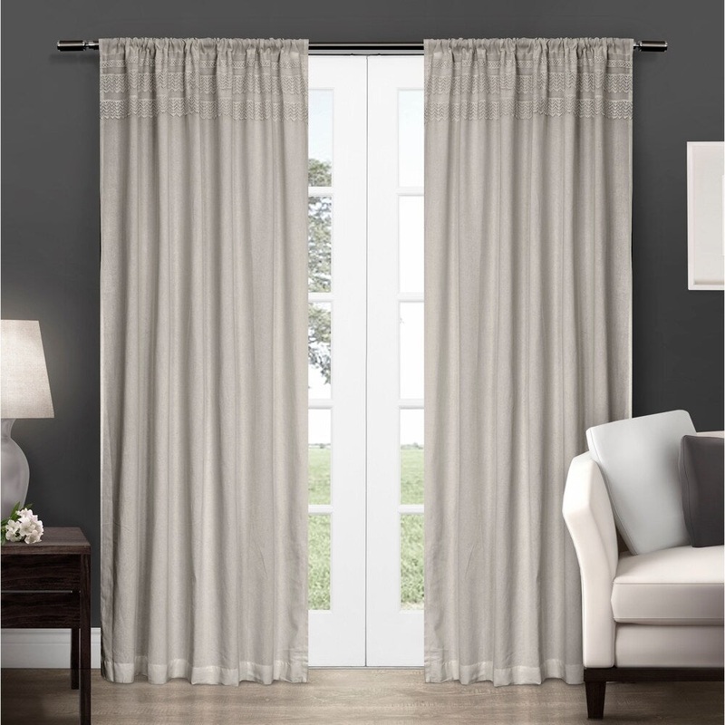 ATI Home Vintage Crochet Cotton Rod Pocket Top Curtain Panel Pair - 50X96