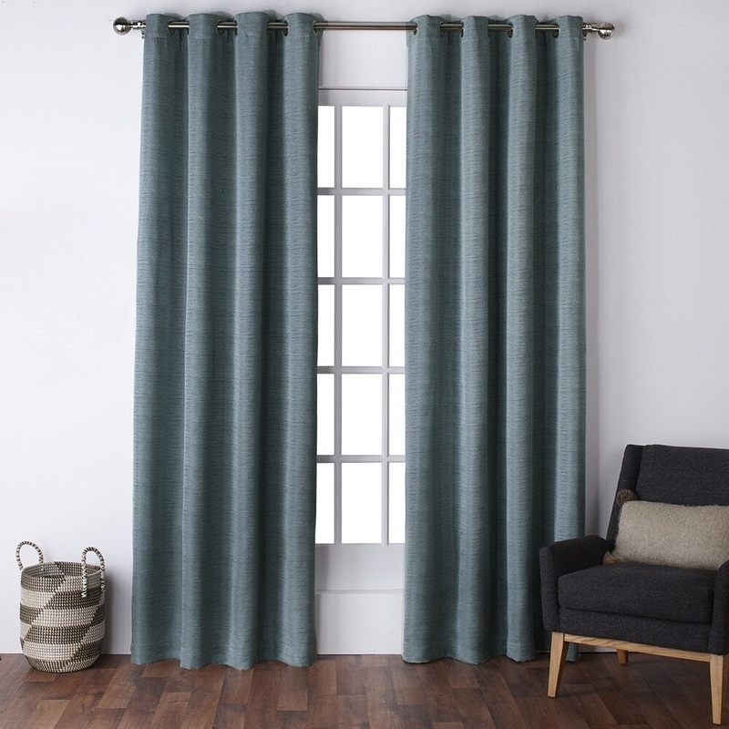 ATI Home Virenze Faux Silk Grommet Top Window Curtain Panel Pair