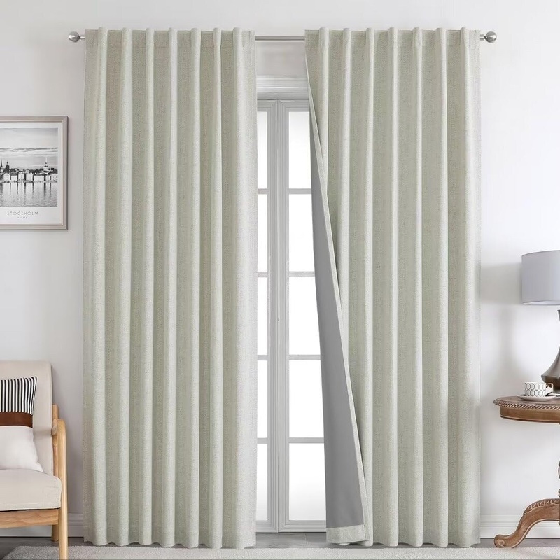 Black Out Curtains 2 Panels,Thermal Insulated Back tab Rod Pocket,Light Beige