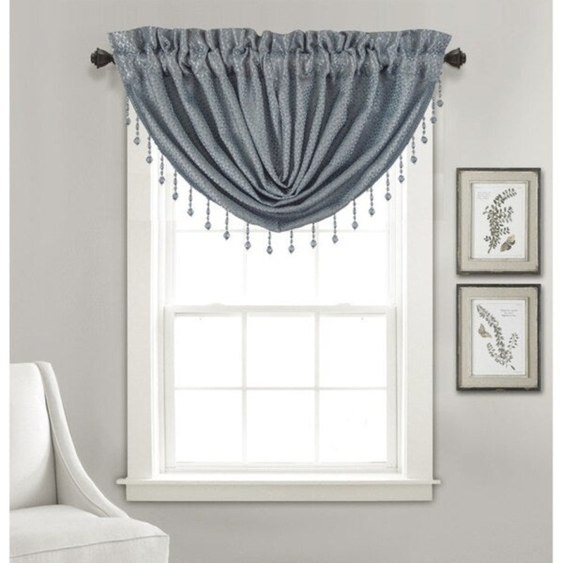 Salerno Geometric Jacquard Swag Valance - 48 x 37 in. - 48 x 37 in.