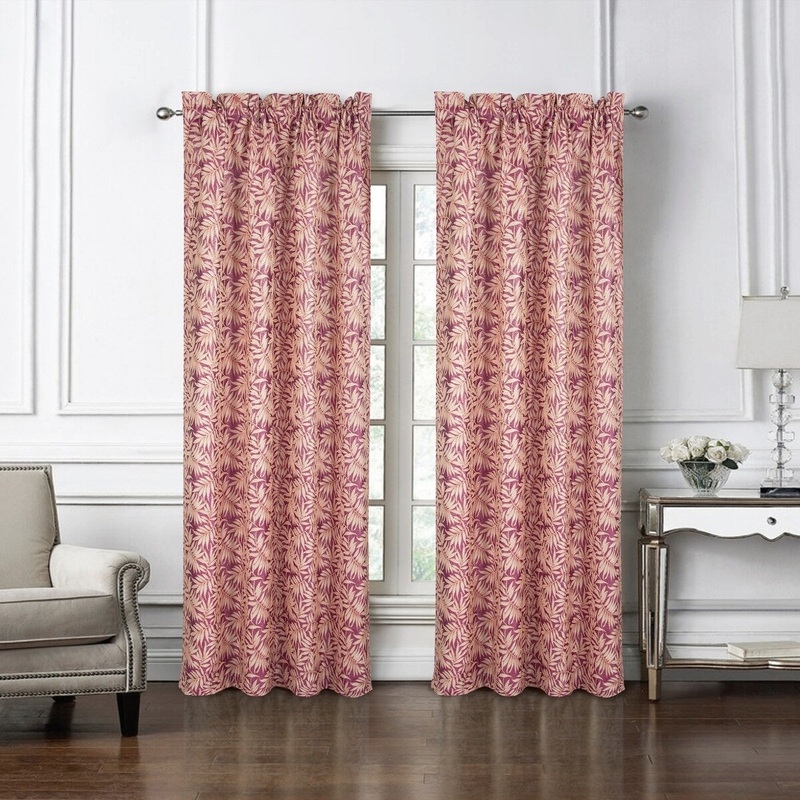 San Tropez Floral Jacquard Single Rod Pocket Curtain Panel - (1x) 53 x 84 in.