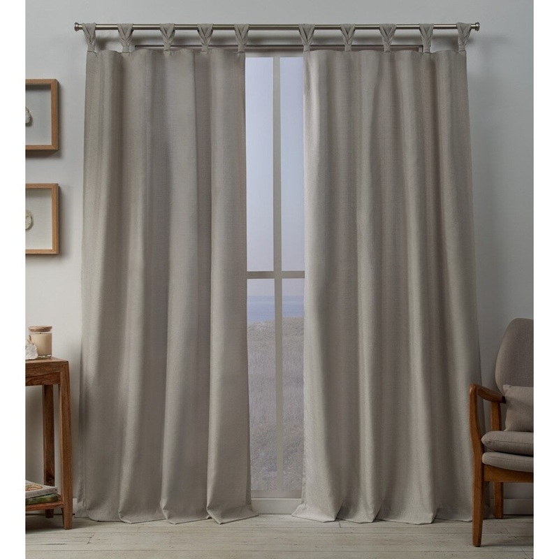 ATI Home Loha Linen Braided Tab Top Window Curtain Panel Pair