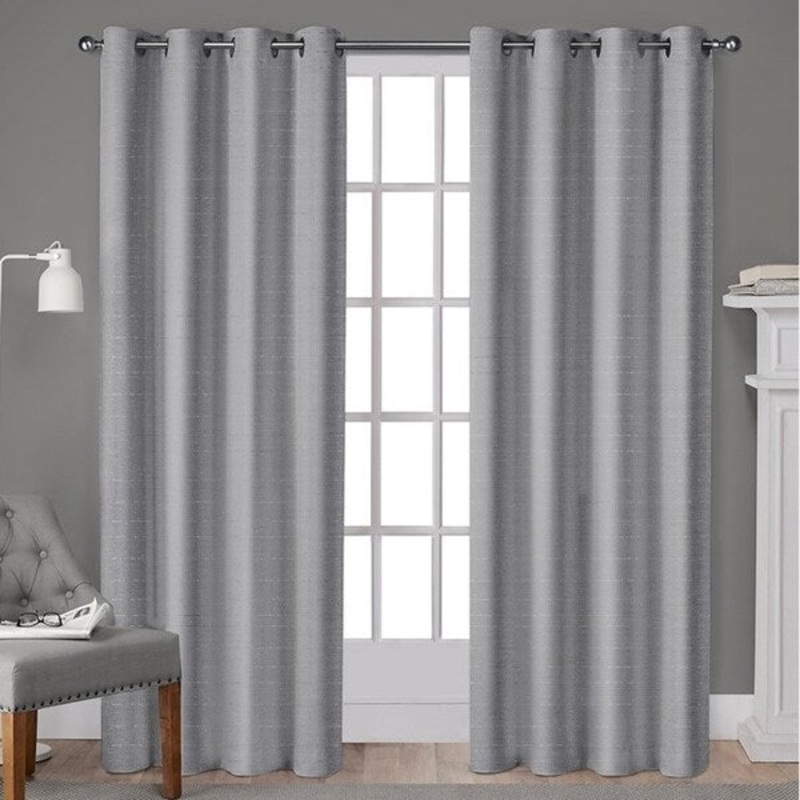 ATI Home Whitby Metallic Grommet Top Curtain Panel Pair