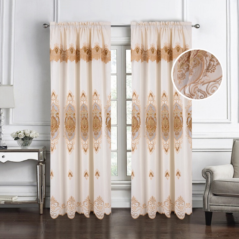Betsy Macrame Embroidered Window Curtain Panel