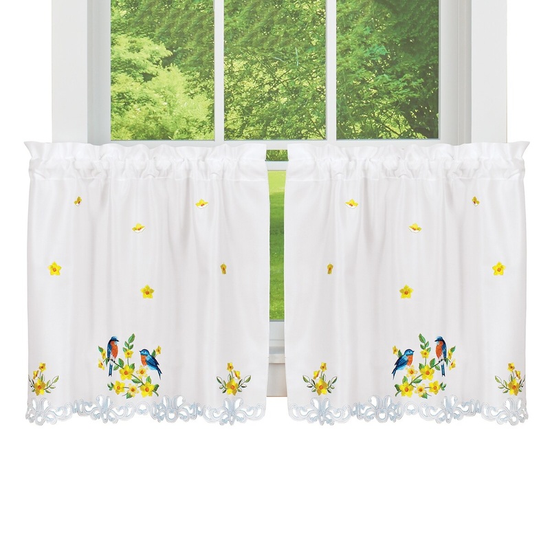 Bird And Flower Emb. Curtains