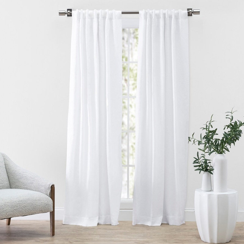 Serene Premium Cotton-Linen Blend Rod Pocket W Back Tabs Single Curtain Panel