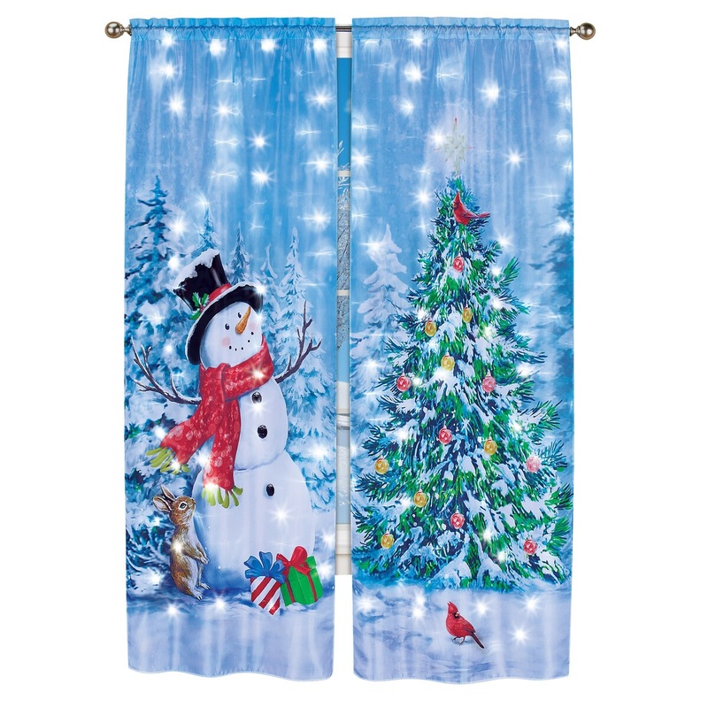 Snowman Scene Window Curtain Set with LED Lights - 10.000 x 5.250 x 2.630