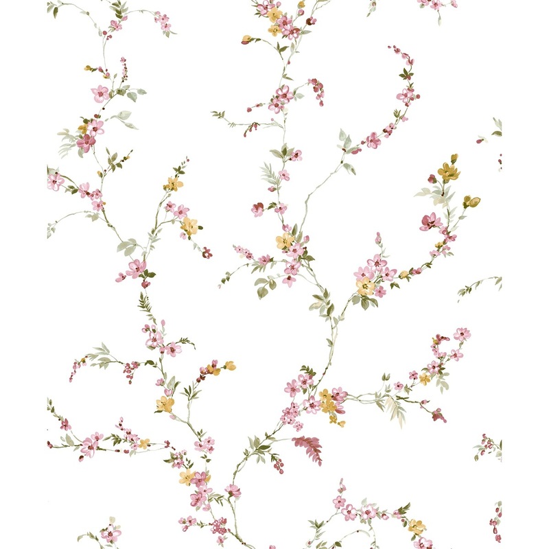 Galerie Wallcoverings Cottage Chic Floral Trail ECODECO Material Matte Wallpaper Roll - 33 feet x 21 inches