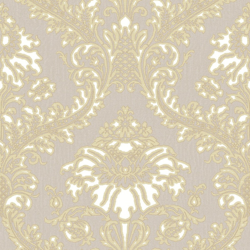 Galerie Wallcoverings Cottage Chic Traditional Damask Vinyl on Non-woven Metallic Wallpaper Roll