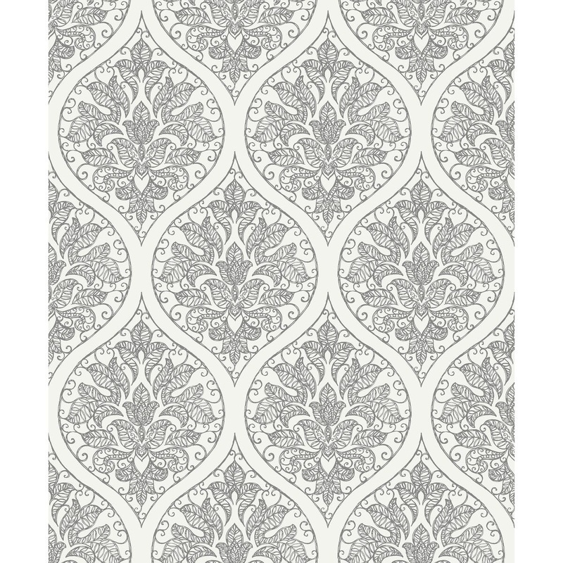 Galerie Wallcoverings Emporium 3D Embossed Ogee Damask Non-woven Metallic Wallpaper Roll