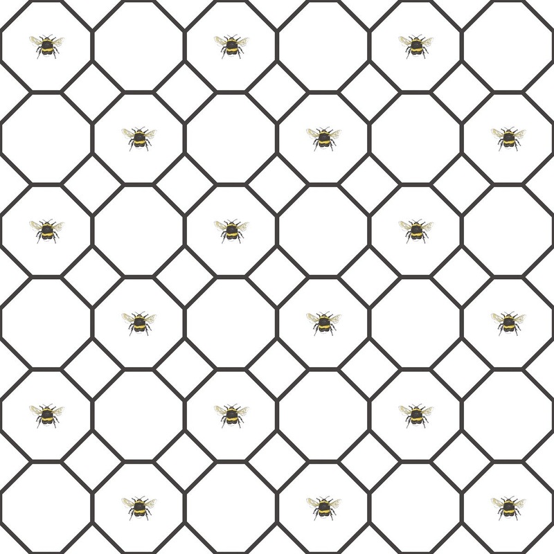 Galerie Wallcoverings Just Kitchens Bee Hive with Bees Vinyl on Non-woven Matte Wallpaper Roll - 33 feet x 21 inches