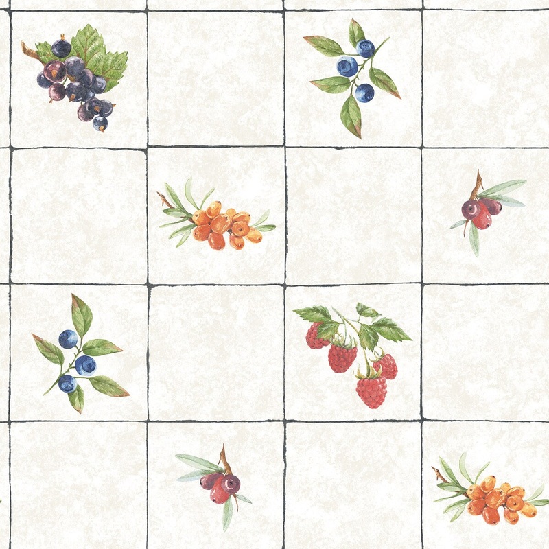 Galerie Wallcoverings Just Kitchens Fruit Tile Vinyl on Non-woven Matte Wallpaper Roll