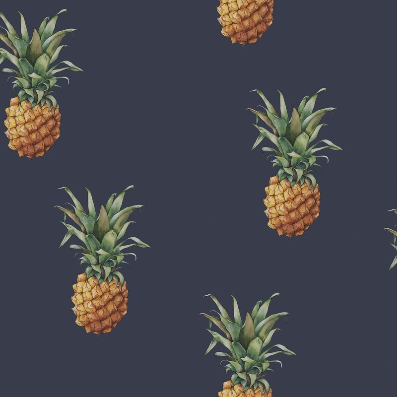 Galerie Wallcoverings Just Kitchens Pineapple Motif Vinyl on Non-woven Matte Wallpaper Roll