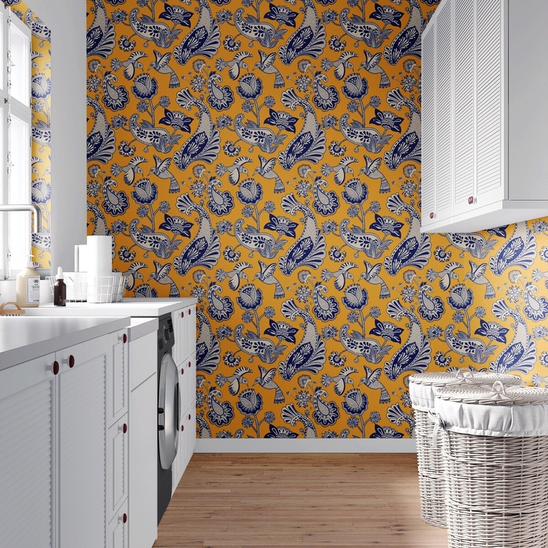 Birds and Flowers Peel and Stick Wallpaper