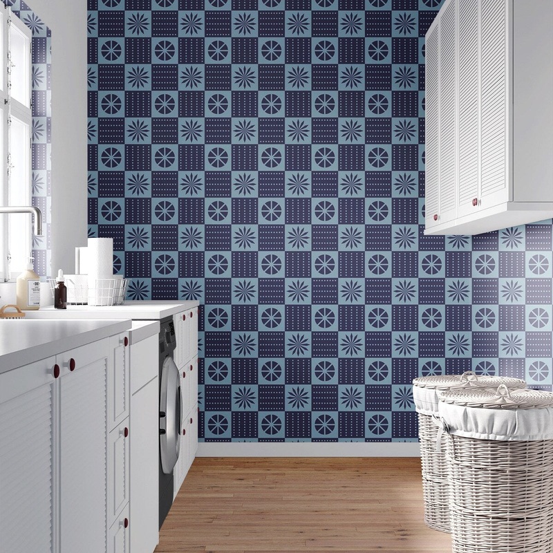 BlueTiles Removable Wallpaper, Funky Geometric Wall Cling