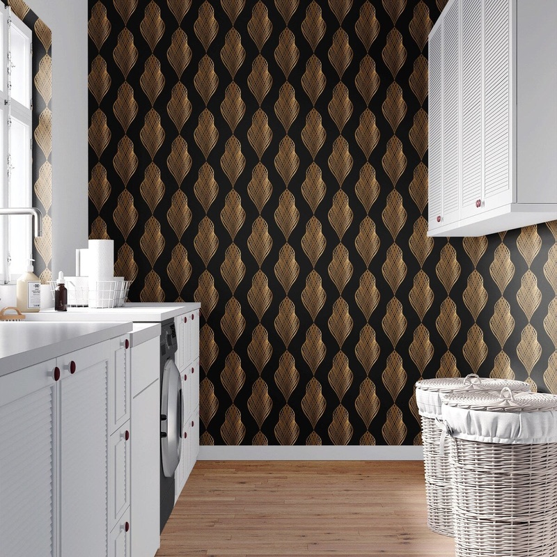 Bronze Leaves Removable Wallpaper, Pretty Nature Pattern Wall Cling