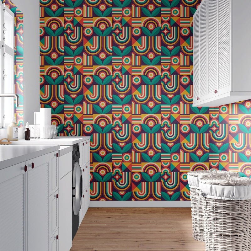 Flower Design Removable Wallpaper, Vintage Floral Wall Cling