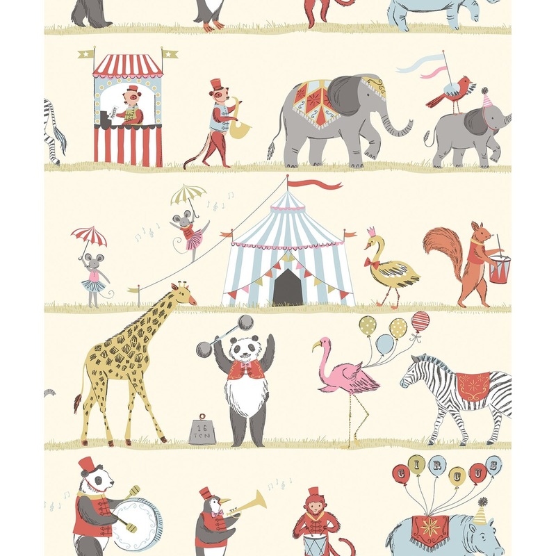 Galerie Wallcoverings Just 4 Kids 2 Circus Animals Non-woven Matte Wallpaper Roll
