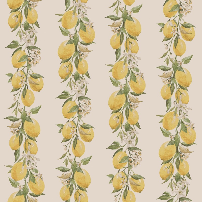 Galerie Wallcoverings Just Kitchens Lemon Stripe Design Vinyl on Non-woven Matte Wallpaper Roll