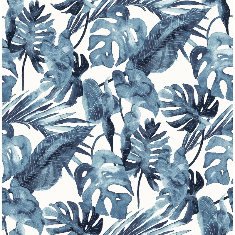 Tommy Bahama Falling Fronds Lapis Peel and Stick Wallpaper - 20.5 in. W x 18 ft. L