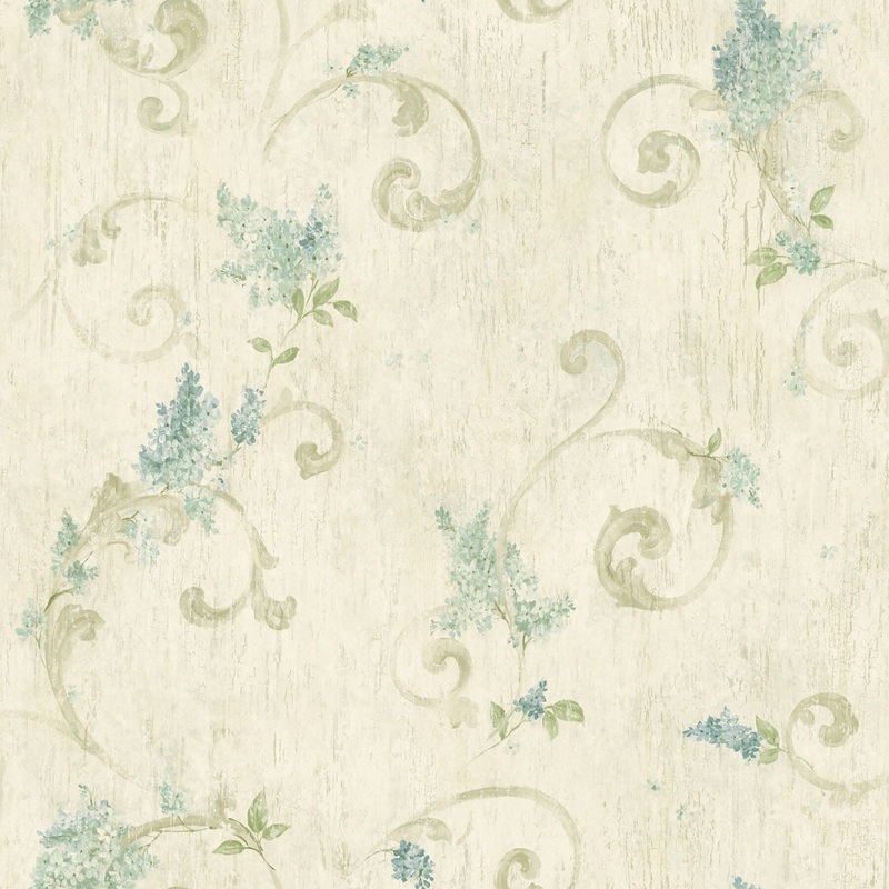 Capitola, Lilac Blue Acanthus, 33' L X 20.5 W, Wallpaper Roll