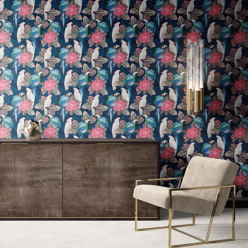 Cockatoo Pattern Removable Wallpaper, Tropical Wall Cling