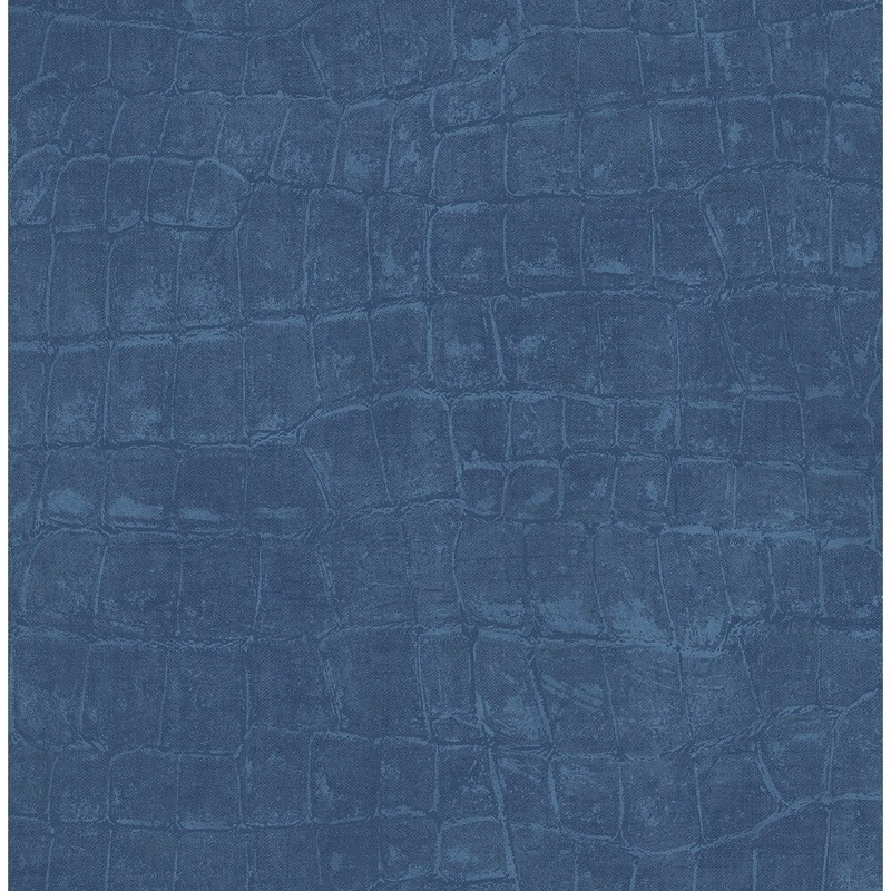 Curacao Animal Skins Wallpaper, In Navy Blue