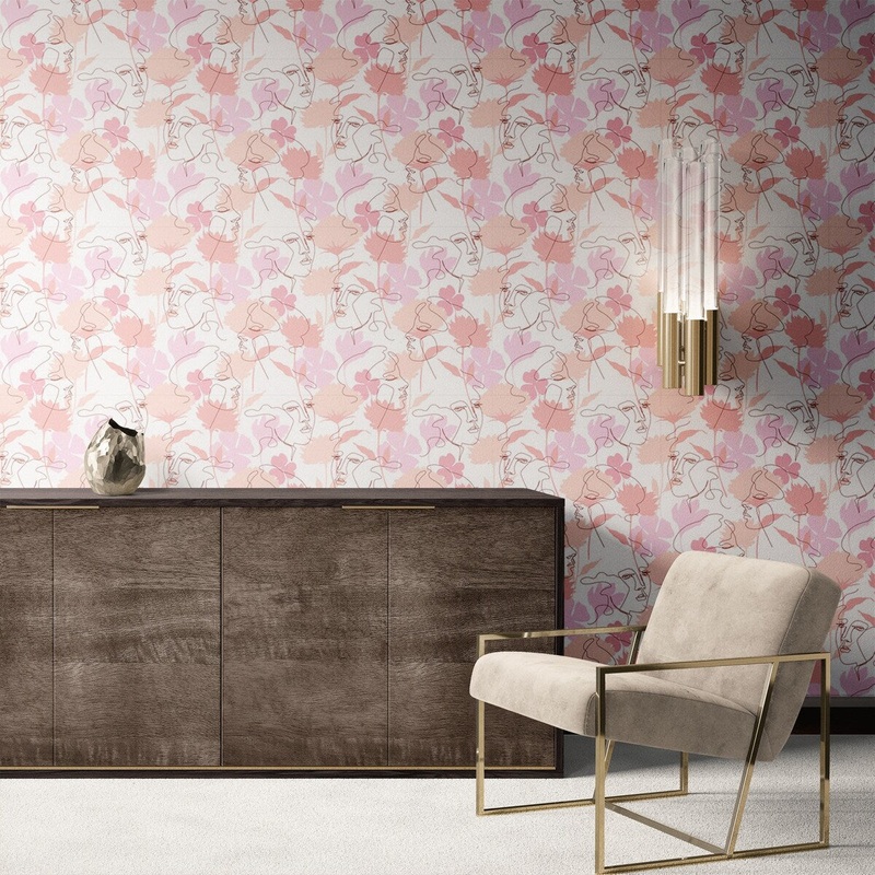 Faces Removable Wallpaper, Abstract Pattern Wall Cling