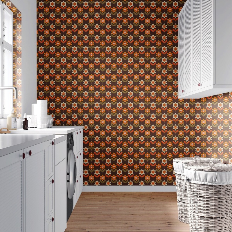 Fall Blooms Removable Wallpaper, Vintage Floral Wall Cling