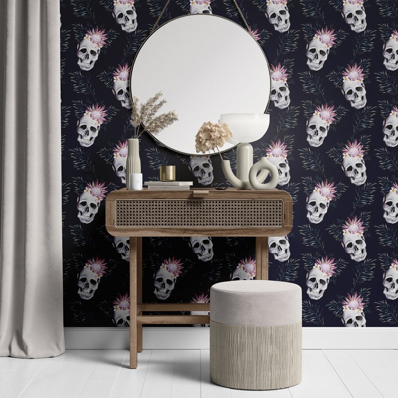Skull Flower Peel and Stick Wallpaper